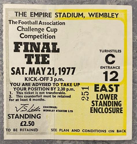 1977 Original Fa Cup Final Ticket Manchester United V Liverpool C 12