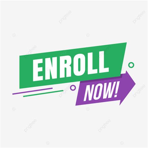 An Arrow With The Words Enroll Now On It Which Is Purple And Green