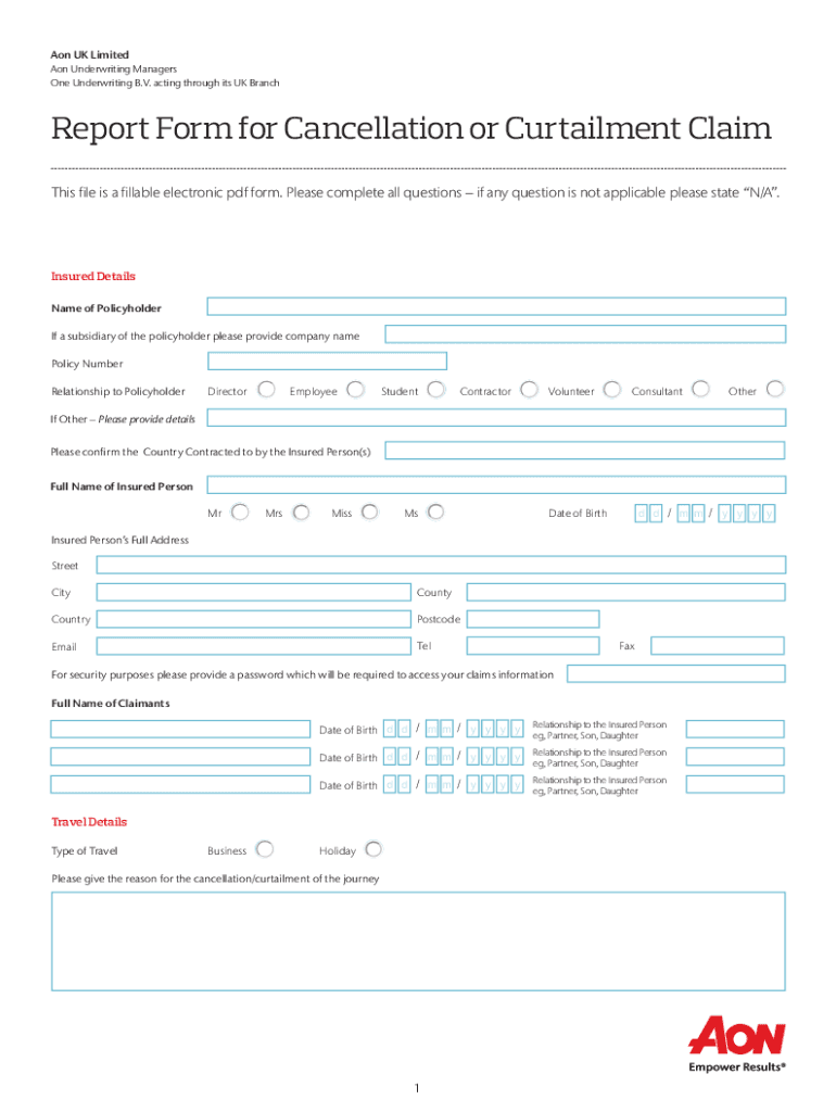 Fillable Online Get Aon Travel Claim Form Printable Fax Email Print Pdffiller