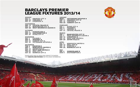 Manchester United Premier League Fixtures 2013 2014 Manchester United