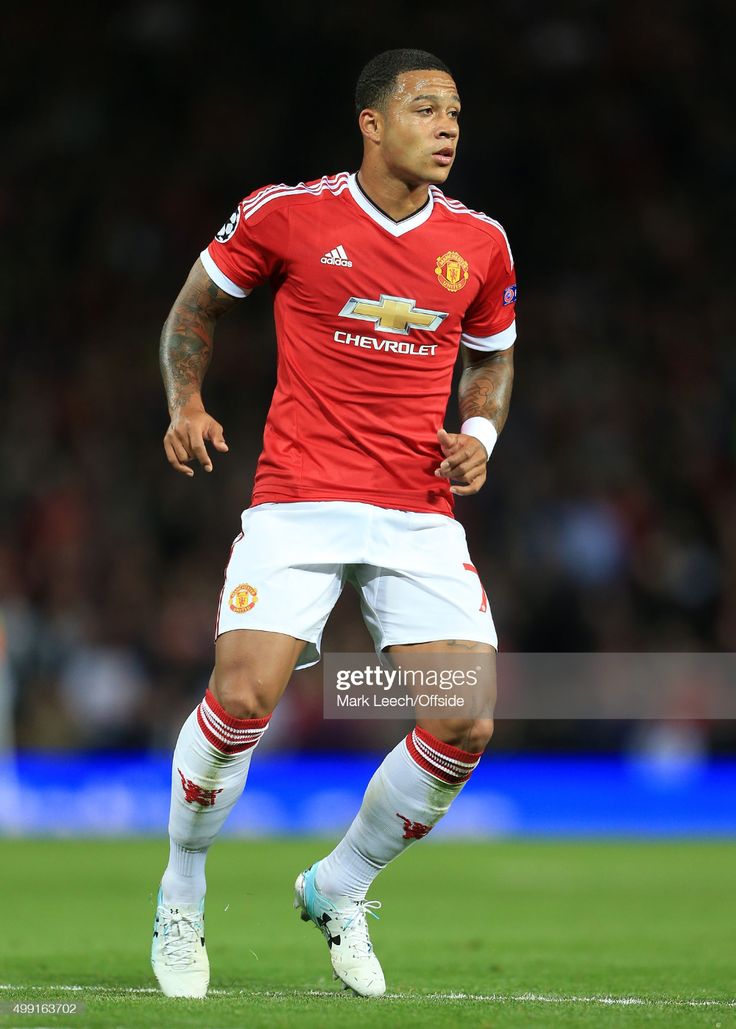 Memphis Depay Of Man Utd In Action During The Uefa Champions League