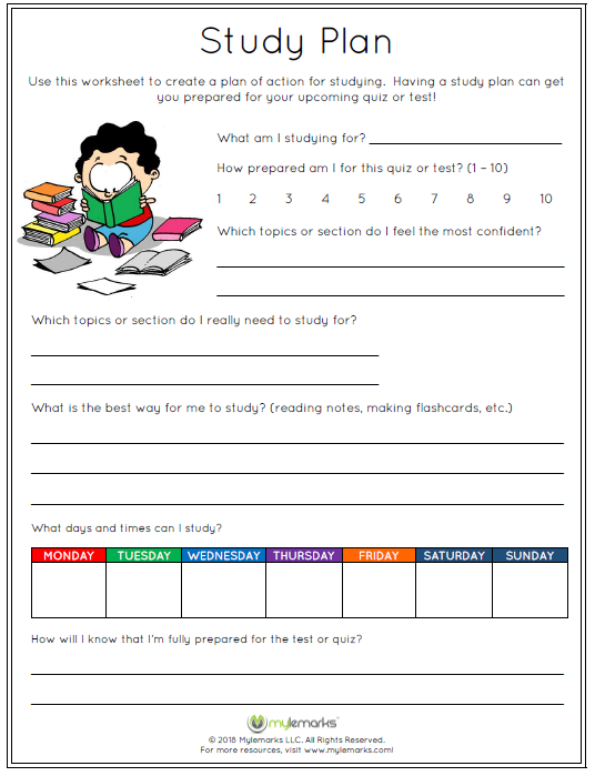 Study Skills Worksheets For College Students